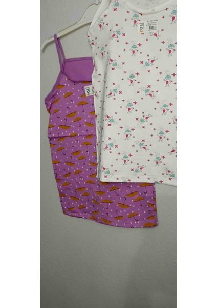 Kız Çocuk Desenli Ince Askılı Atlet -2'li Paket