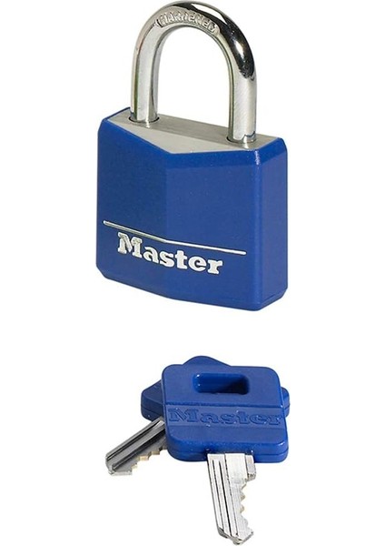 Lock Anahtarlı Asma Kilit Masif Alüminyum Vinil Kaplamalı, Mavi, Sarı, Kırmızı, 5,2 cm x 3 cm x 1,6 cm