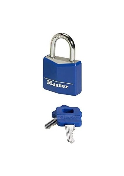 Lock Anahtarlı Asma Kilit Masif Alüminyum Vinil Kaplamalı, Mavi, Sarı, Kırmızı, 5,2 cm x 3 cm x 1,6 cm