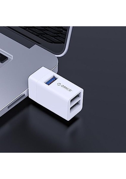 3 Port Usb3.0 USB Taşınabilir 5gbps Yüksek Hızlı Mini Çoklayıcı Hub, Beyaz, MINI-U32-WH