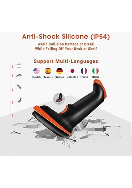 Barkod Tarayıcı 1d 2d Qr Kablosuz 2.4gh+Kablolu USB 2.0 Kablolu El Tarayıcı Barkod Okuyucu 5 Mil Çözünürlük 100 M Menzil, Ekran Tarama Destekli, Yükseltme Modeli D5100