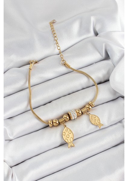 316L Çelik Gold Renk Balık Model Kadın Bileklik