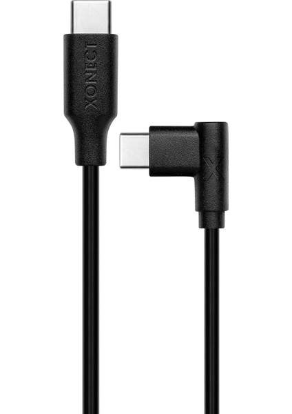 Type-C To Type-C Uyumlu iPhone ve Samsung Modelleri Için Hızlı Şarj ve Data Kablosu 40 cm L Tipi Gaming (Siyah)