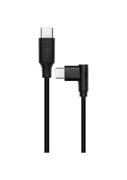 Type-C To Type-C Uyumlu iPhone ve Samsung Modelleri Için Hızlı Şarj ve Data Kablosu 40 cm L Tipi Gaming (Siyah)