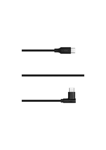 Type-C To Type-C Uyumlu iPhone ve Samsung Modelleri Için Hızlı Şarj ve Data Kablosu 40 cm L Tipi Gaming (Siyah)