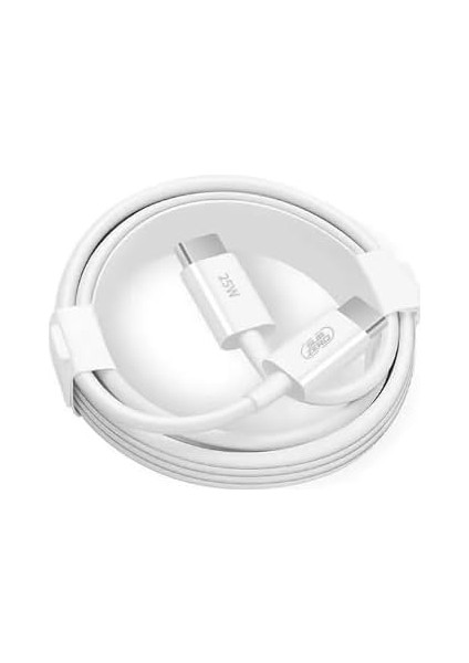C To Type C Şarj Kablosu 30W 1 Metre Uzun Pd Çift Taraflı USB C Hızlı Şarj ve Data Kablosu Beyaz