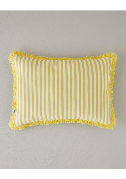 Home Striped Pamuk Dekoratif Kırlent Sarı