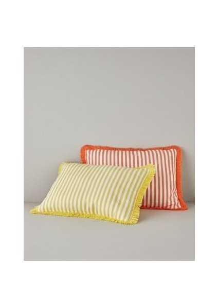 Home Striped Pamuk Dekoratif Kırlent Sarı