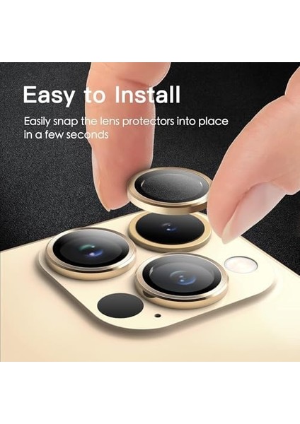 Apple iPhone 16 Pro ve Apple iPhone 16 Pro Max Kamera Camı Lens Koruyucu Halka Set - Çöl Titanyum