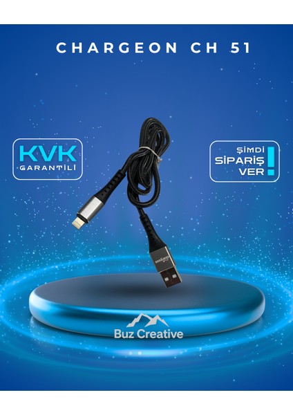 Kvk Garantili Chargeon Yeni Nesil Usb‑c To Lightning Usb‑c Hızlı Şarj & Data Kablosu 5.0 a (1 metre, 20 w)