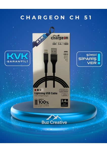Kvk Garantili Chargeon Yeni Nesil Usb‑c To Lightning Usb‑c Hızlı Şarj & Data Kablosu 5.0 a (1 metre, 20 w)