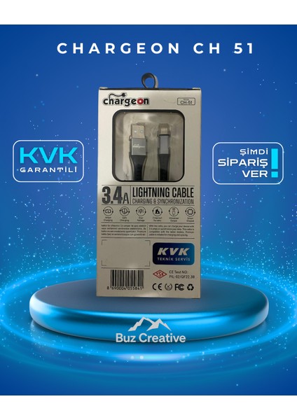 Kvk Garantili Chargeon Yeni Nesil Usb‑c To Lightning Usb‑c Hızlı Şarj & Data Kablosu 5.0 a (1 metre, 20 w)