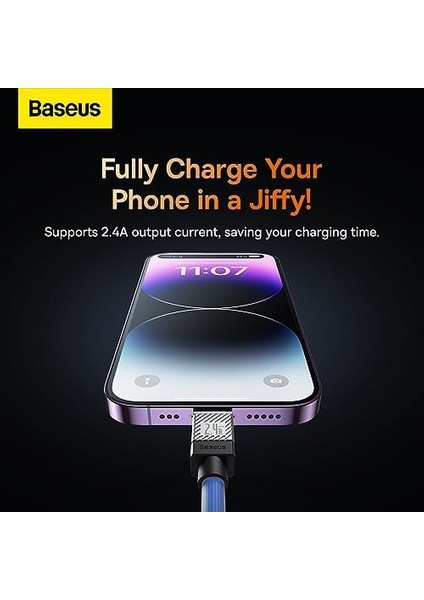 Coolplay Serisi Hızlı Şarj Kablosu USB To Ip 2.4A, 1m, Mavi