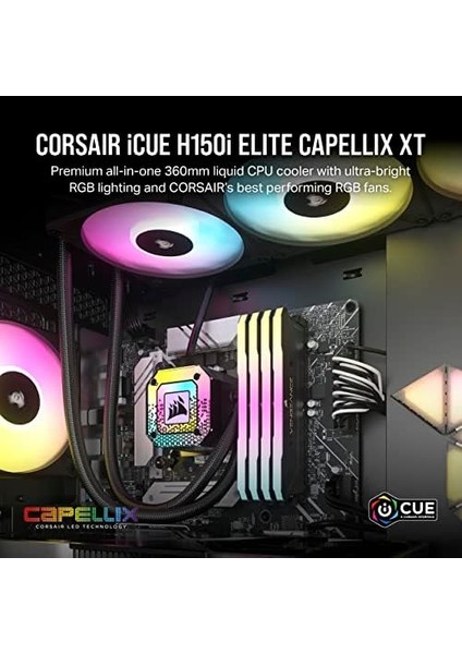 Icue H115I Elite Capellıx Xt Cpu Sıvı Soğutucu - Iki Fan AF140 Rgb Elite - 280 mm Radyatör - Intel® Lga 1700, 1200, 115X, 2066, Amd® Am5, Am4 - Siyah