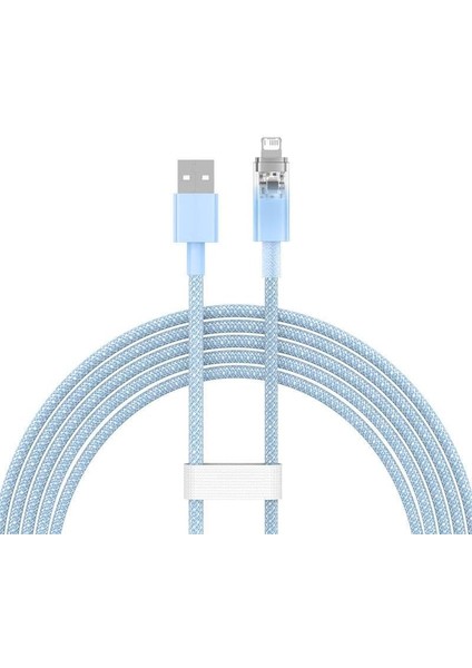 Explorer Serisi Hızlı Şarj Kablosu Akıllı Sıcaklık Kontrolü USB To Ip 2.4A, 2m, Mavi