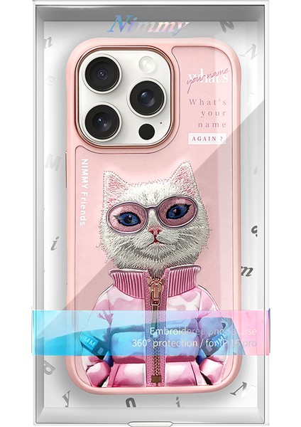 iPhone 15 Pro Max Uyumlu 3D Gözlük Fermuar Beauty Kedi Nakış İşlemeli Kabartmalı Cool Cute Kılıf