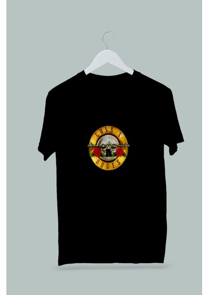 Kaliteli Penye Kadın Erkek Unisex Yetişkin Baskılı Beyaz Gri Siyah Tshirt Guns N Roses