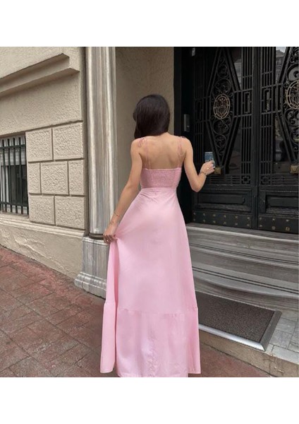 Melinda Ip Askılı Pembe Elbise modelleri