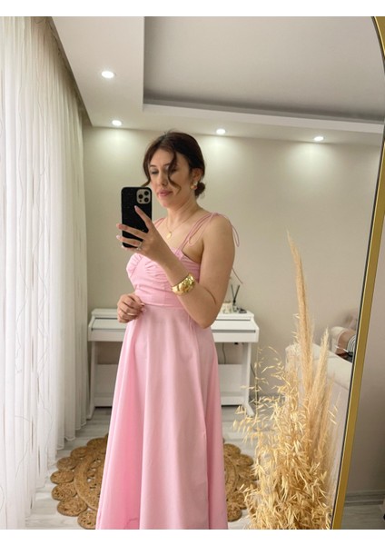 Melinda Ip Askılı Pembe Elbise fırsatları
