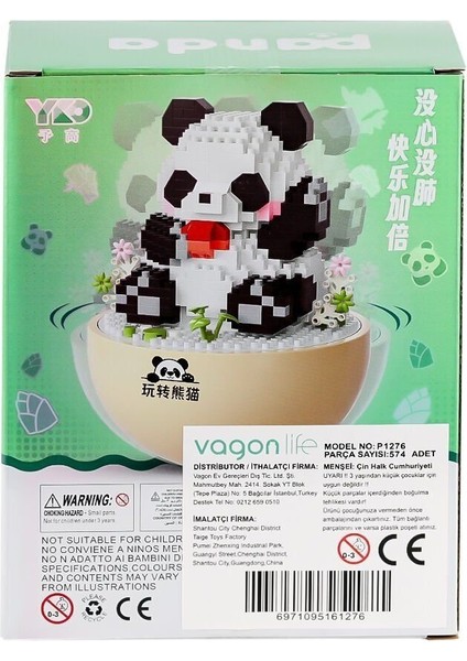 P1276 Panlos Panda 574 Parça Blok Seti -Vagon Life