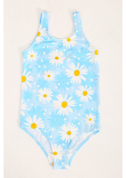 Şık Kız Çocuk Mayo Desenli Rahat Hızlı Kuruyan Mayo Deniz Havuz Plaj Mayosu