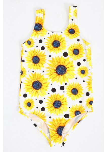 Kız Çocuk Mayo Desenli Rahat Hızlı Kuruyan Mayo Deniz Havuz Plaj Mayosu