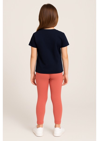 Kız Çocuk Siyah We Start Again Baskılı Tişört Pembe Tayt 2'li Yazlık Takım (3-7 Yaş) modelleri