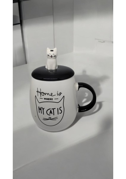 Kedi Kabartmalı Kapaklı Kaşıklı Bardak fiyatları