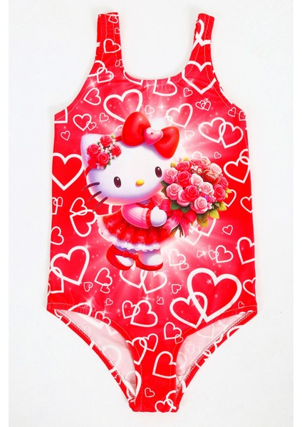 Şık Kız Çocuk Mayo Desenli Rahat Hızlı Kuruyan Mayo Deniz Havuz Plaj Mayosu