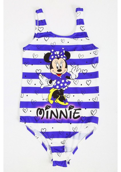 Şık Kız Çocuk Mayo Minnie Mouse Fuşya Renk Desenli Rahat Hızlı Kuruyan Mayo Deniz Havuz Plaj Mayosu