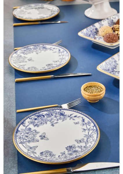 10 Parça Spring Beyaz Gold Pasta Servis Sunum Çeyiz Seti Kahvaltı Seti