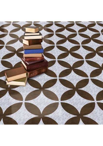 Kendinden Yapışkanlı Pvc Yer Duvar Döşeme Parke Teak-Mermer 40X40 cm 0,64 M²/4 Adet