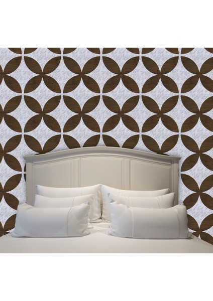 Kendinden Yapışkanlı Pvc Yer Duvar Döşeme Parke Teak-Mermer 40X40 cm 0,64 M²/4 Adet