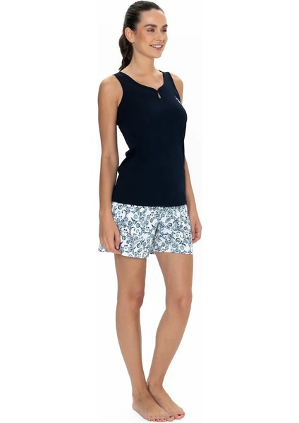 U.s. Polo Assn. Kadın Lacivert %100 Pamuk Şort-Atlet Pijama Takımı - ARASS20J05W5J