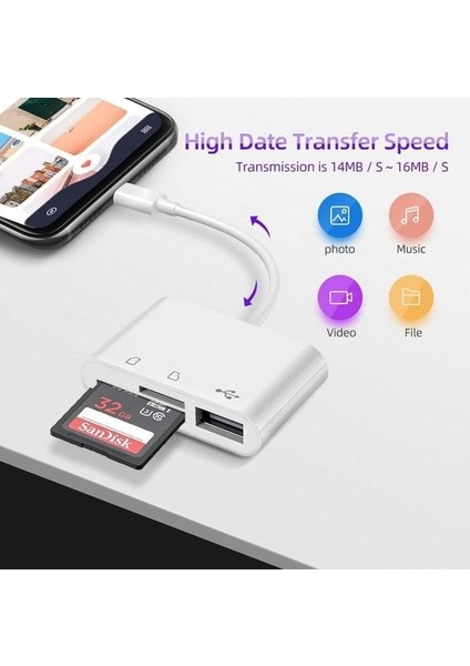 Type-C To Sd/micro Sd + USB Kart Okuyucu Adaptör