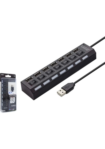 USB Hub 7*usb Siyah HDX7001