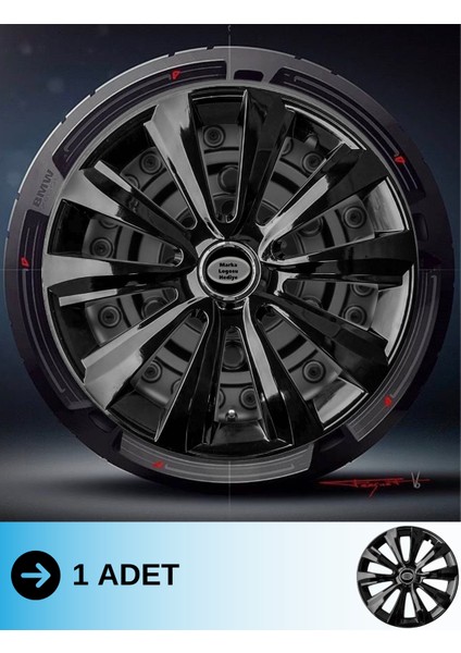 Ford B Max 16 Inç Jant Kapağı Amblemli Piano Black (1 Adet) 214 M1ADT-8