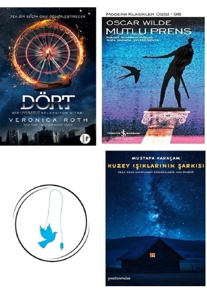 Dört - Bir Uyumsuz Koleksiyon Kitabı Veronica Roth + Mutlu Prens + Kuzey Işıklarının Şarkısı + Uçan Kuş Ayraç (Bu Set Yeni ve Eski Kitaplardan Oluşmaktadır)
