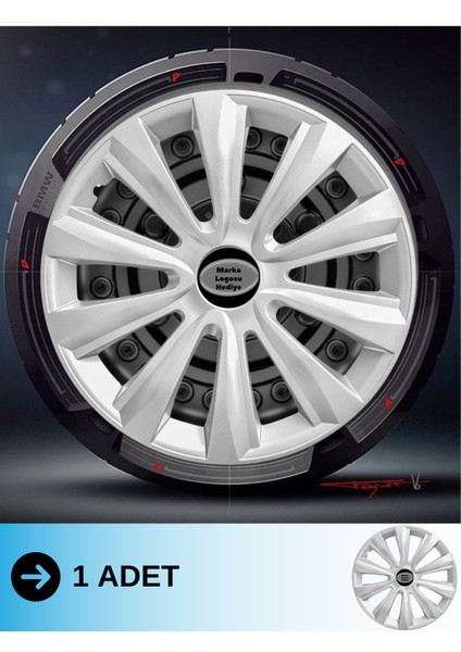 Skoda Citigo 15 Inç Jant Kapağı Amblemli Gri (1 Adet) 117 M1ADT-8