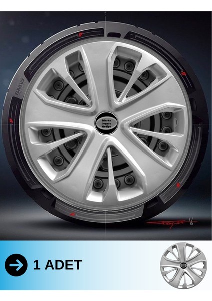 Renault Clio 4 15 Inç Jant Kapağı Amblemli Gri (1 Adet) 138 M1ADT-8