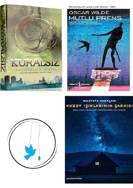 Kuralsız - Veronica Roth + Mutlu Prens + Kuzey Işıklarının Şarkısı + Uçan Kuş Ayraç (Bu Set Yeni ve Eski Kitaplardan Oluşmaktadır)