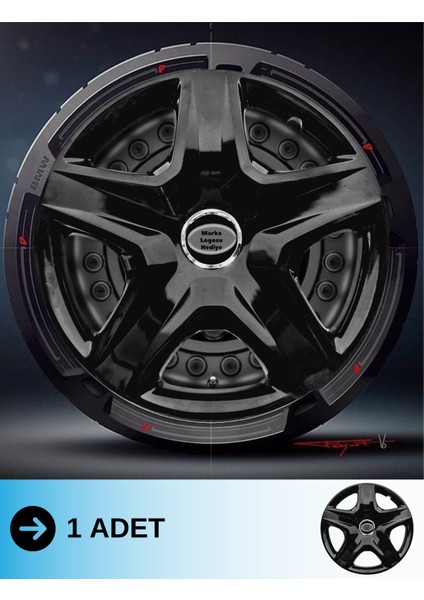 Seat 16 Inç Jant Kapağı Amblemli Piano Black (1 Adet) 203 M1ADT-8
