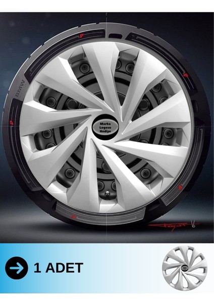 Peugeot 15 Inç Jant Kapağı Amblemli Gri (1 Adet) 130 M1ADT-8