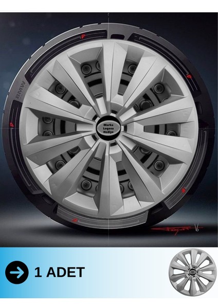 Opel Astra K 15 Inç Jant Kapağı Amblemli Gri (1 Adet) 128 M1ADT-8