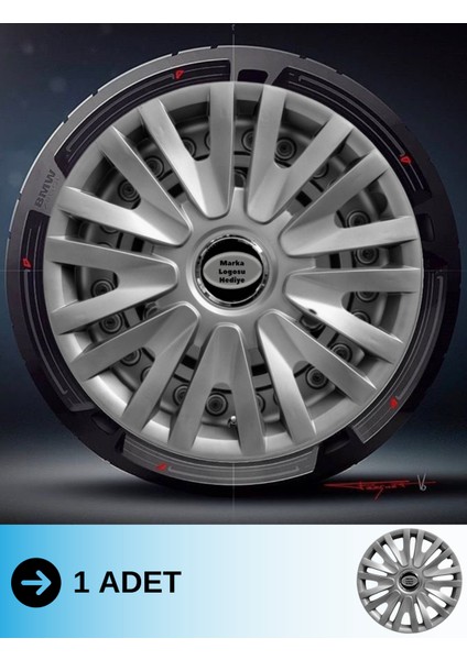 Chevrolet Aveo Hb 14 Inç Jant Kapağı Amblemli Gri (1 Adet) 123 M1ADT-8