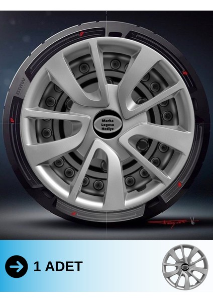 Chevrolet Kalos 15 Inç Jant Kapağı Amblemli Gri (1 Adet) 101 M1ADT-8