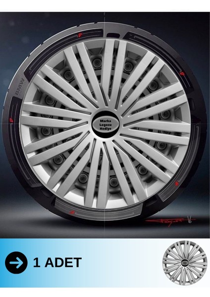 Peugeot Expert 14 Inç Jant Kapağı Amblemli Gri (1 Adet) 125 M1ADT-8