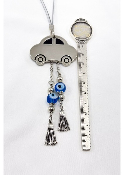 El Yapımı Cam Nazar Boncuk Püsküllü Çelik Araba Figürlü Araç Dikiz Ayna Süsü fiyatları