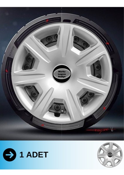 Seat Inca 15 Inç Jant Kapağı Amblemli Gri (1 Adet) 142 M1ADT-8