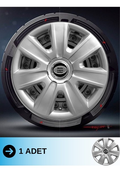 Volkswagen Golf 13 Inç Jant Kapağı Amblemli Gri (1 Adet) 107 M1ADT-8